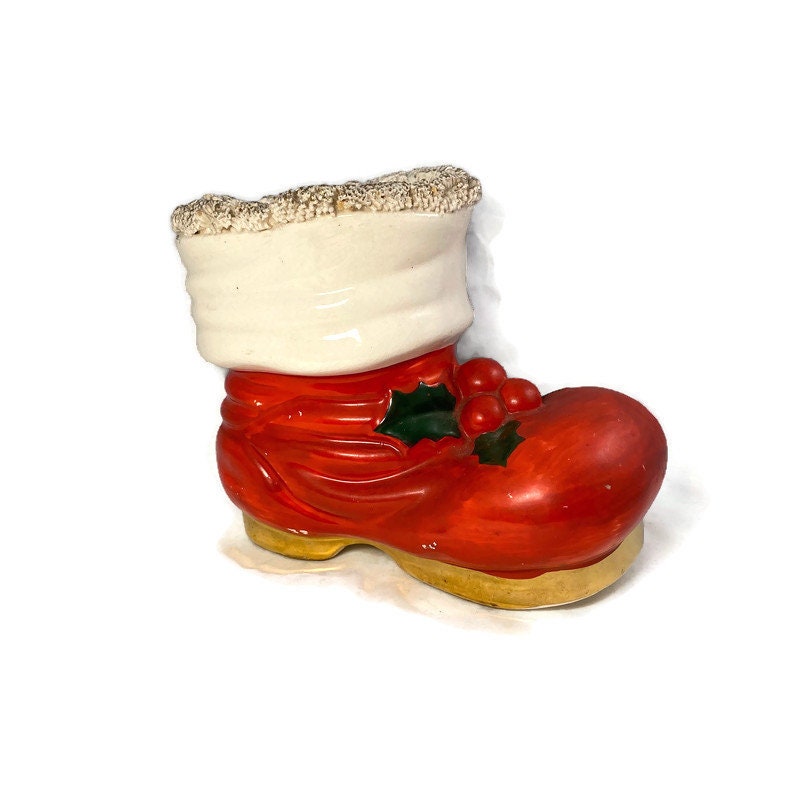 Vintage Christmas Ceramic Bank, Santa's Boot Holiday Collectible at Duckwells