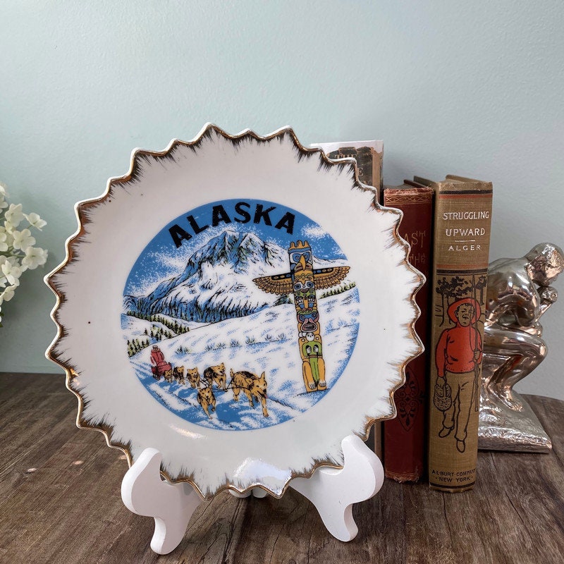 Vintage Alaska Souvenir Plate, Collectible State Wall Plate - Duckwells
