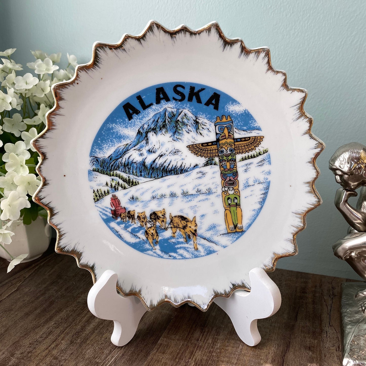 Vintage Alaska Souvenir Plate, Collectible State Wall Plate - Duckwells