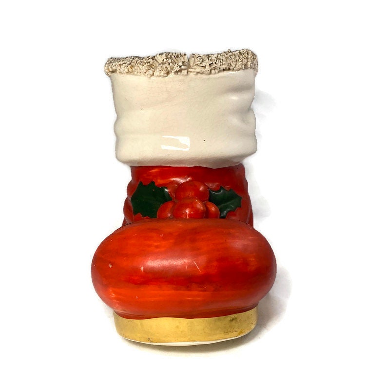 Vintage Christmas Ceramic Bank, Santa's Boot Holiday Collectible at Duckwells