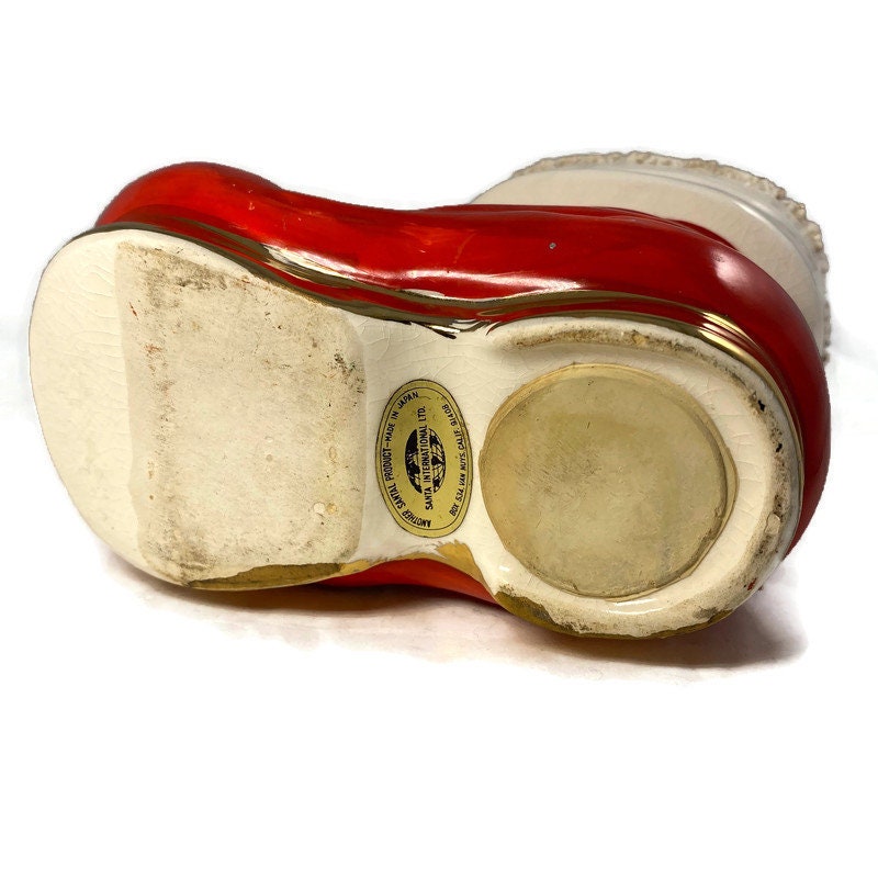 Vintage Christmas Ceramic Bank, Santa's Boot Holiday Collectible at Duckwells