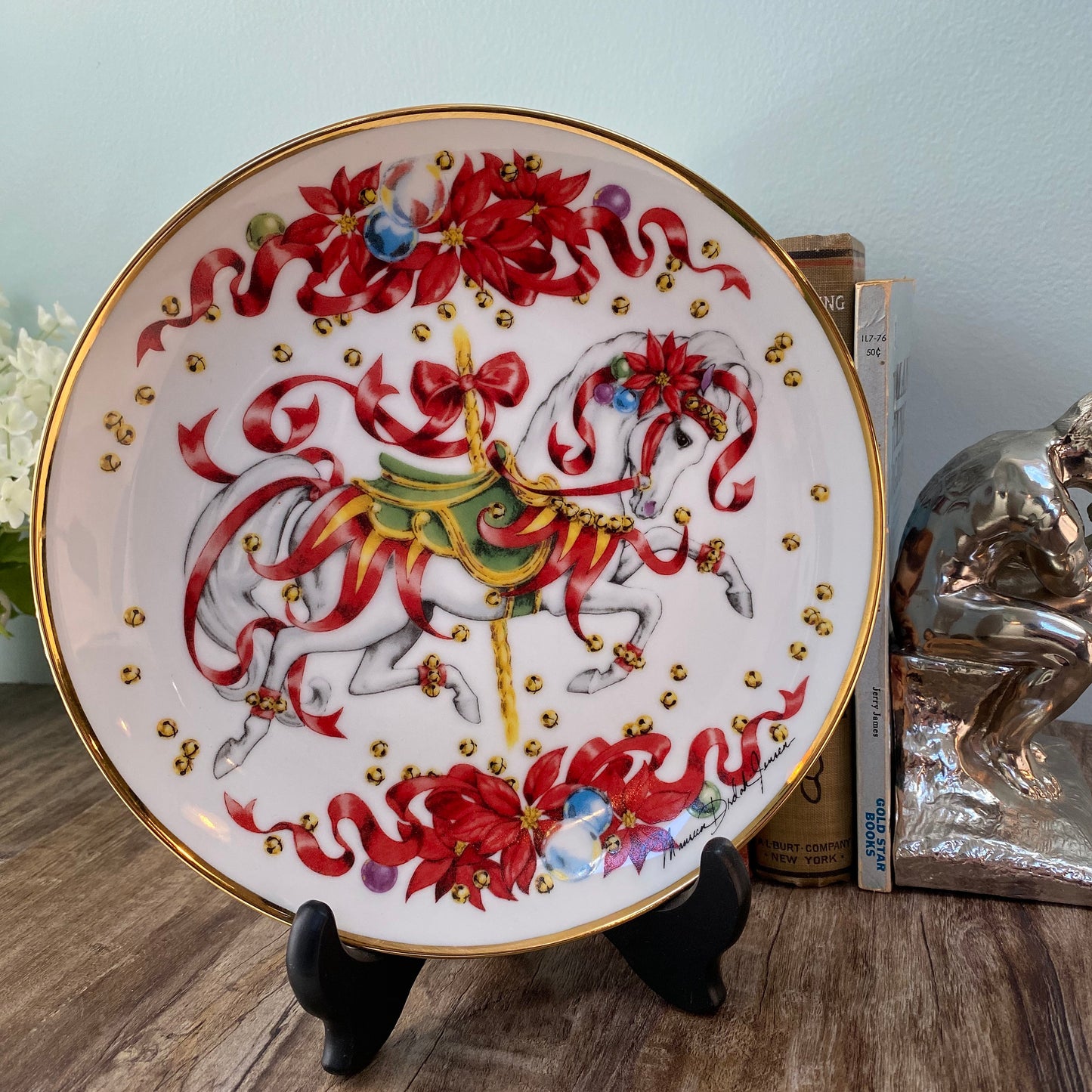 Vintage Christmas Plate, 1991 Limited Edition Christmas Steed at Duckwells