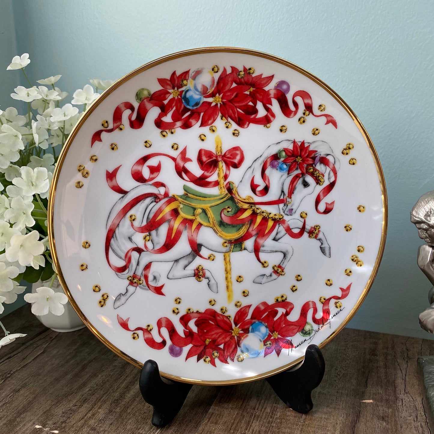Vintage Christmas Plate, 1991 Limited Edition Christmas Steed at Duckwells