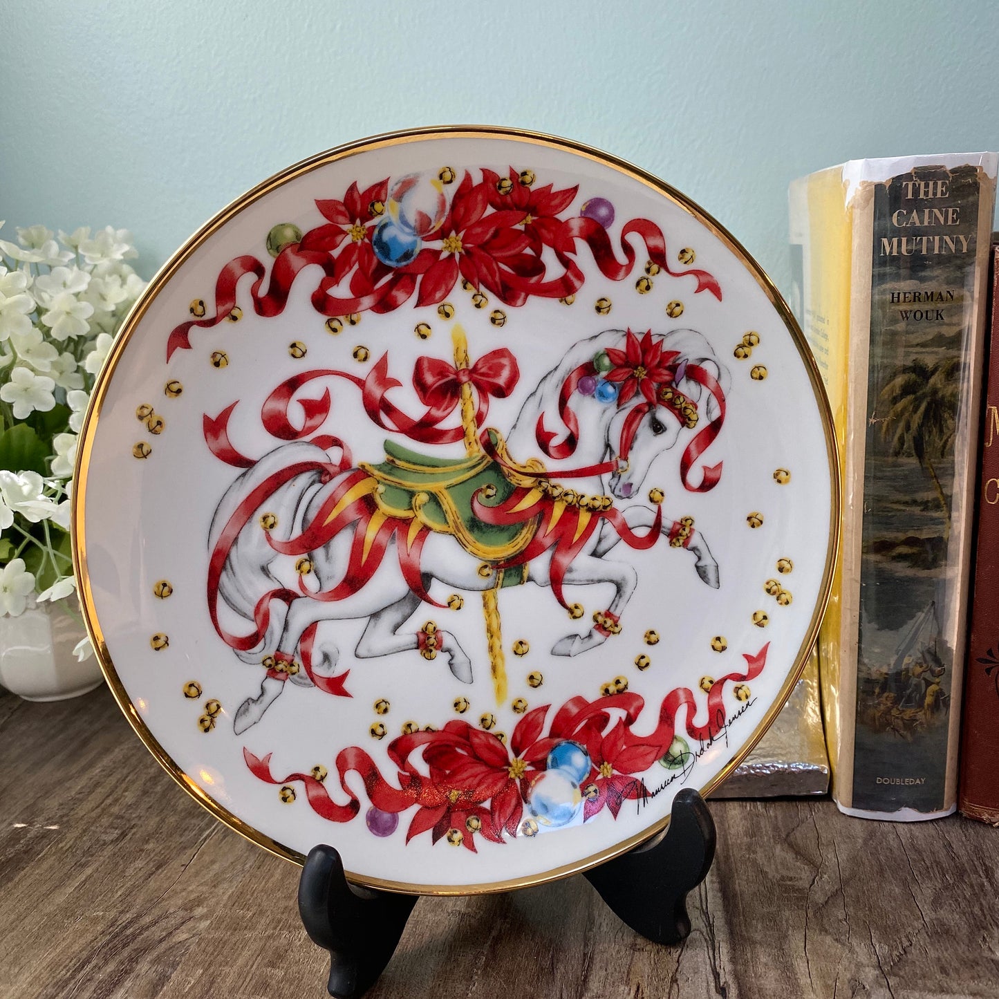 Vintage Christmas Plate, 1991 Limited Edition Christmas Steed at Duckwells