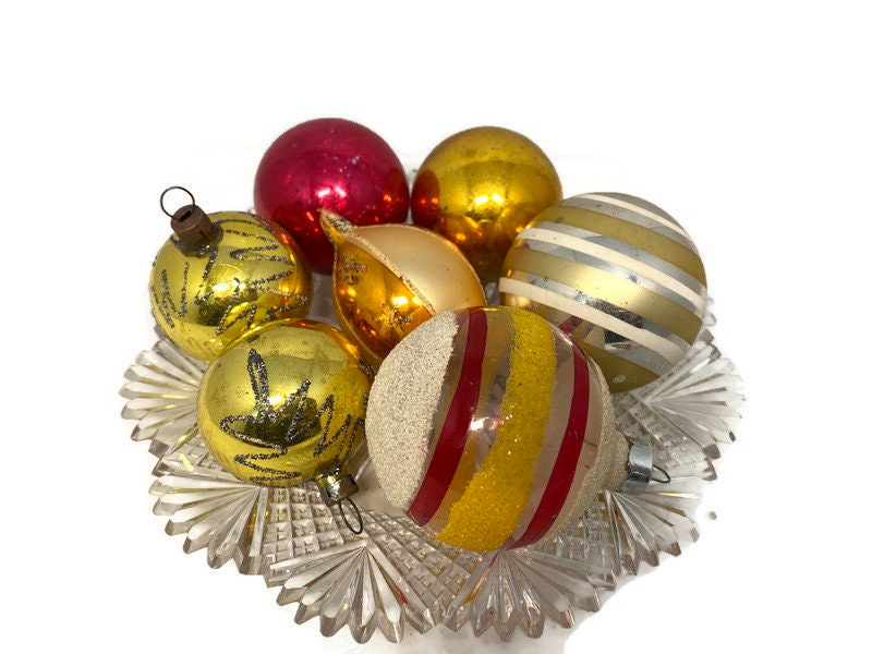 Midcentury Glass Christmas Ornaments, Holiday Tree Decorations at Duckwells