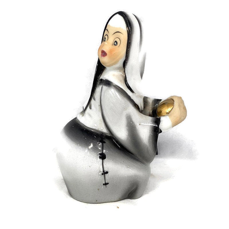 Midcentury Nun Figurine, Geo Z. Lefton Baseball Catcher at Duckwells