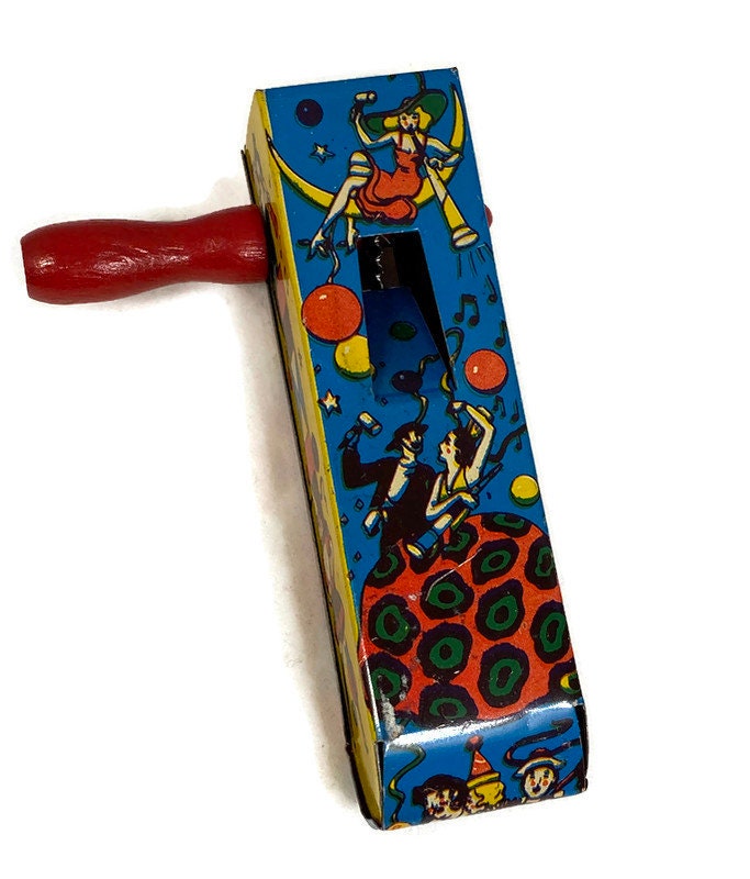Vintage New Year's Eve Noisemaker Tin Litho at Duckwells