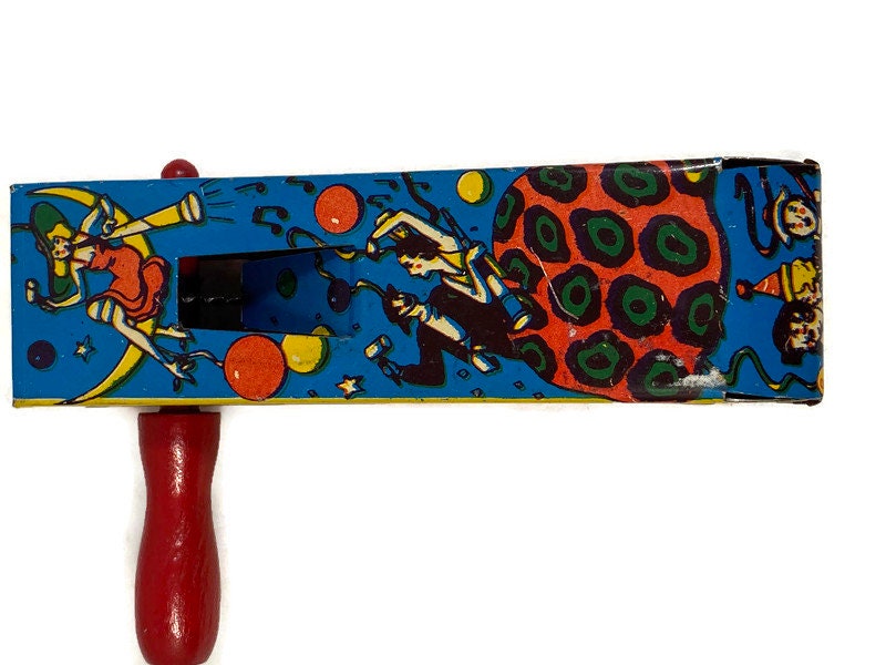 Vintage New Year's Eve Noisemaker Tin Litho at Duckwells