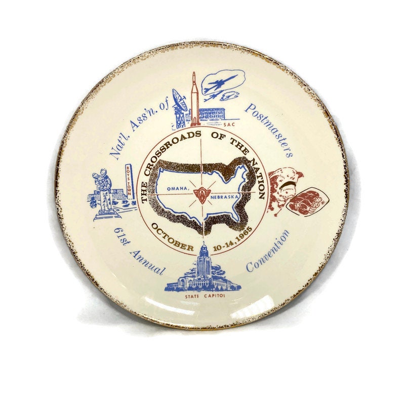 Midcentury Postmasters Convention Plate, Omaha Nebraska