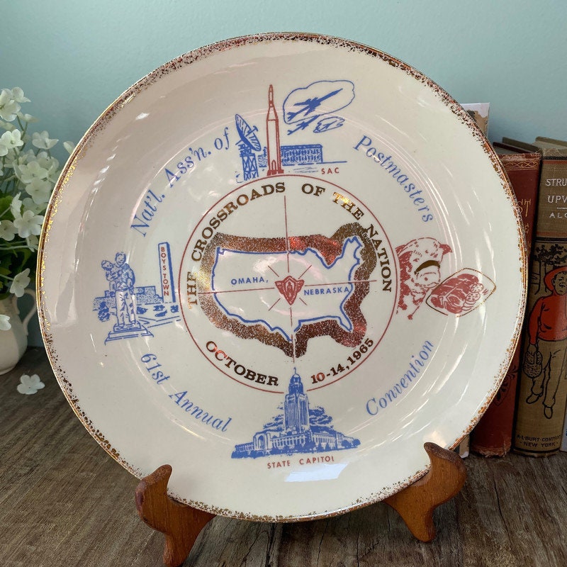 Midcentury Postmasters Convention Plate, Omaha Nebraska