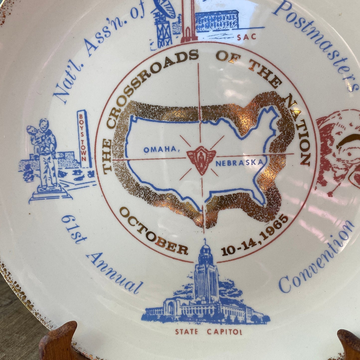 Midcentury Postmasters Convention Plate, Omaha Nebraska
