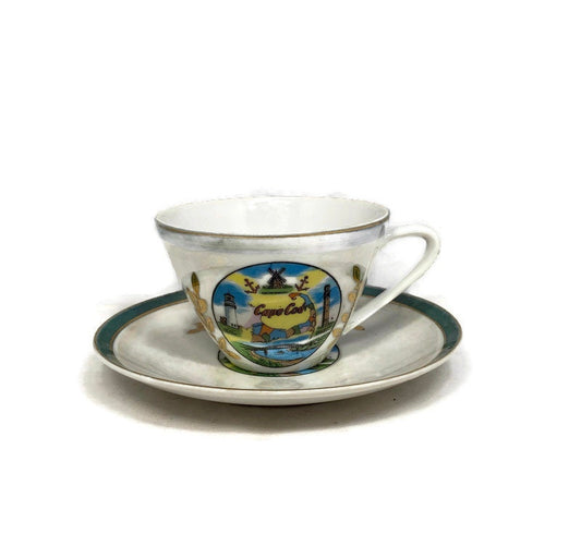 Vintage Cape Cod, Massachusetts Souvenir Teacup and Saucer at Duckwells