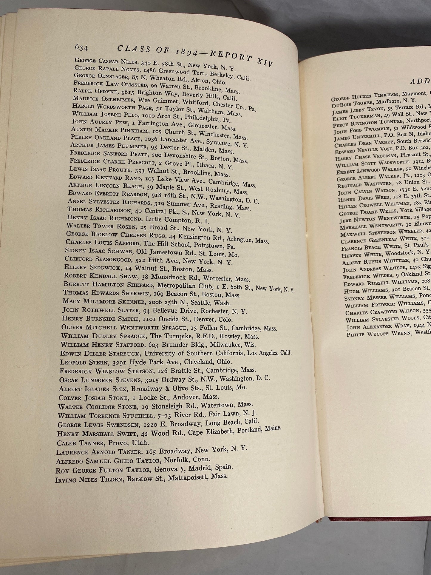 Vintage Book, Harvard College Class of 1894 Fiftieth Anniversary Report 1894-1944 at Duckwells