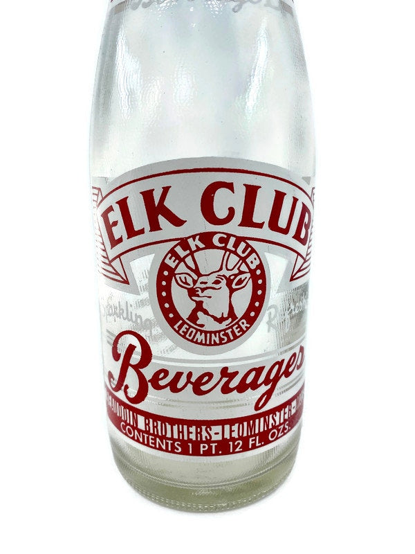 Vintage Elk Club Beverages Quart Bottle, Leominster, Massachusetts at Duckwells