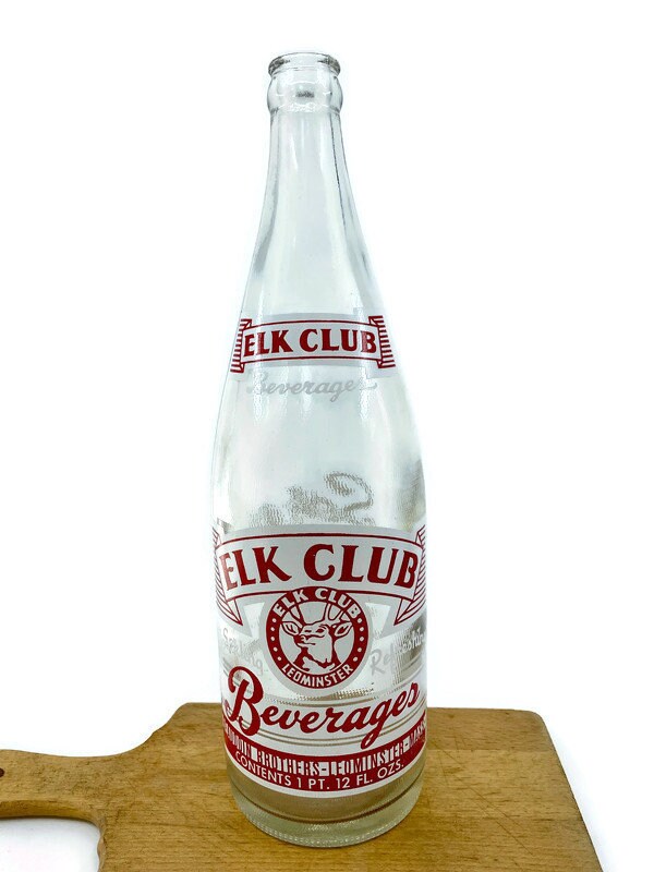 Vintage Elk Club Beverages Quart Bottle, Leominster, Massachusetts at Duckwells