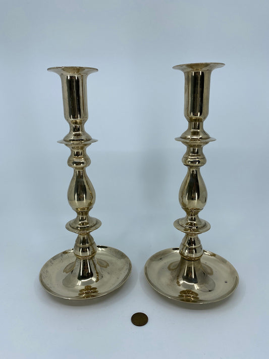 Vintage Brass Candlesticks, Pair of Tall Candle Holders at Duckwells