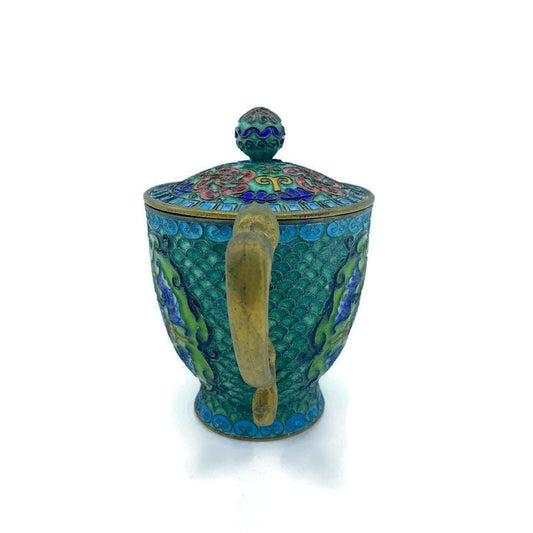Vintage Chinese Champleve Cloisonné Urn with Lid at Duckwells