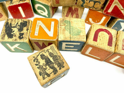 Vintage Wooden Toy Blocks