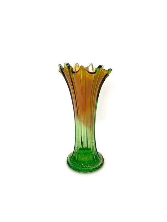 Antique Northwood Thin Ribbed Standard Swung Carnival Glass Vase