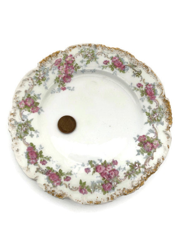Antique French Porcelain Small Plate by J Pouyat, Limoges