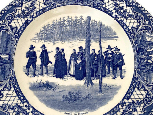 Vintage Crown Ducal Dinner Plate, Colonial Times, Going to Church at Duckwells