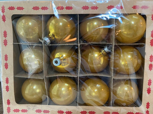 Midcentury Coby Gold Glass Christmas Ornaments