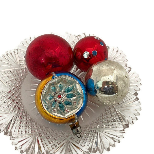 Vintage Glass Christmas Ornaments, Midcentury Holiday Tree Decorations at Duckwells