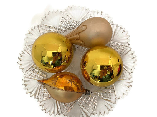 Vintage Glass Christmas Ornaments, Gold Tree Decorations at Duckwells
