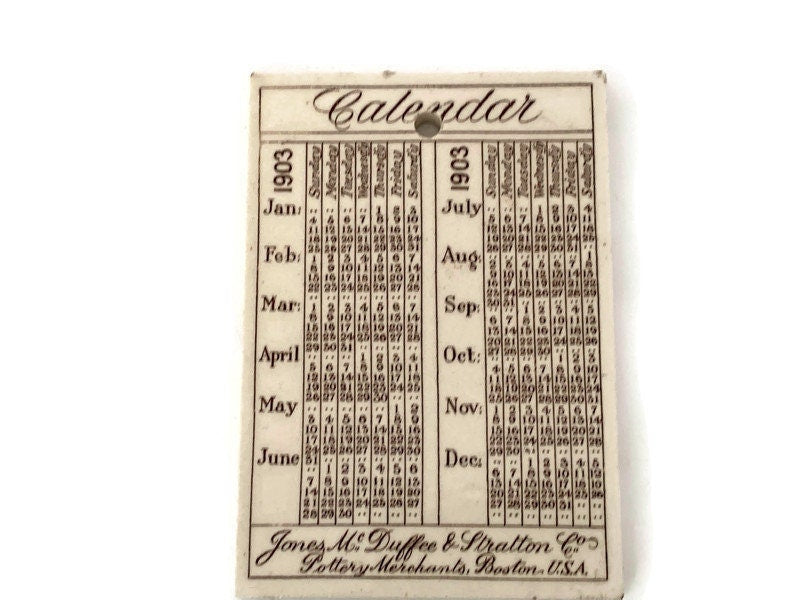 Antique Ceramic Calendar Tile - Elmwood, Cambridge, Massachusetts