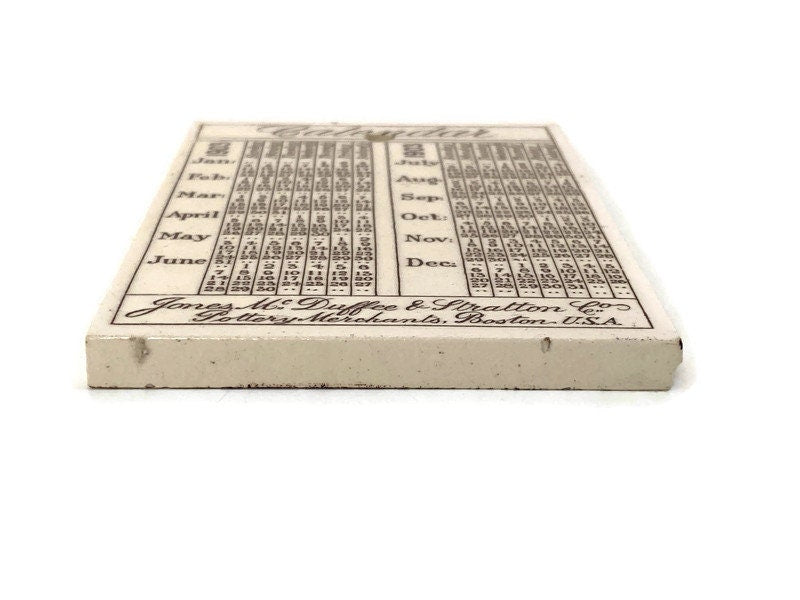 Antique Ceramic Calendar Tile - Elmwood, Cambridge, Massachusetts