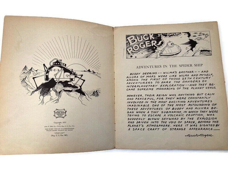 1935 Pop Up Book, Buck Rogers Strange Adventures in the Spider Ship at Duckwells