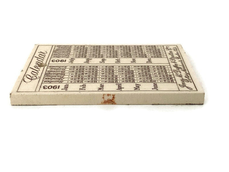 Antique Ceramic Calendar Tile - Elmwood, Cambridge, Massachusetts