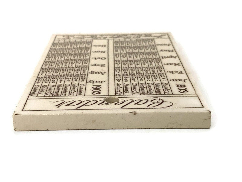 Antique Ceramic Calendar Tile - Elmwood, Cambridge, Massachusetts