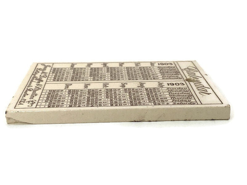 Antique Ceramic Calendar Tile - Elmwood, Cambridge, Massachusetts