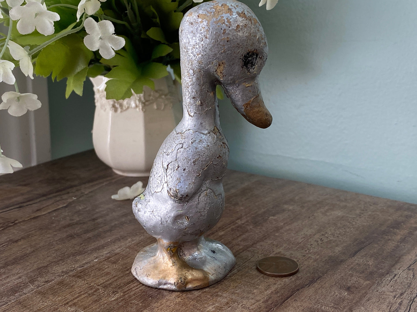 Vintage Cast Iron Duck, The Bashful Duck by Albany Foundry