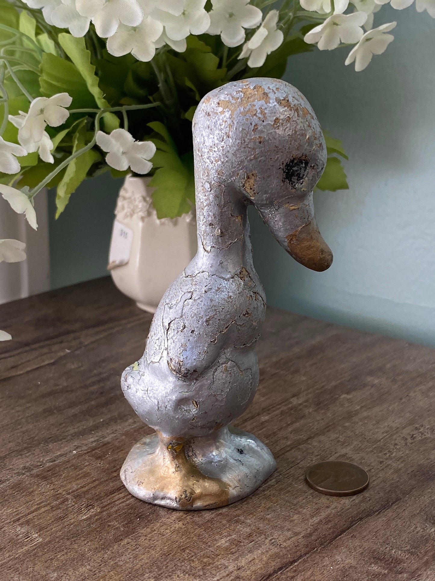 Vintage Cast Iron Duck, The Bashful Duck by Albany Foundry
