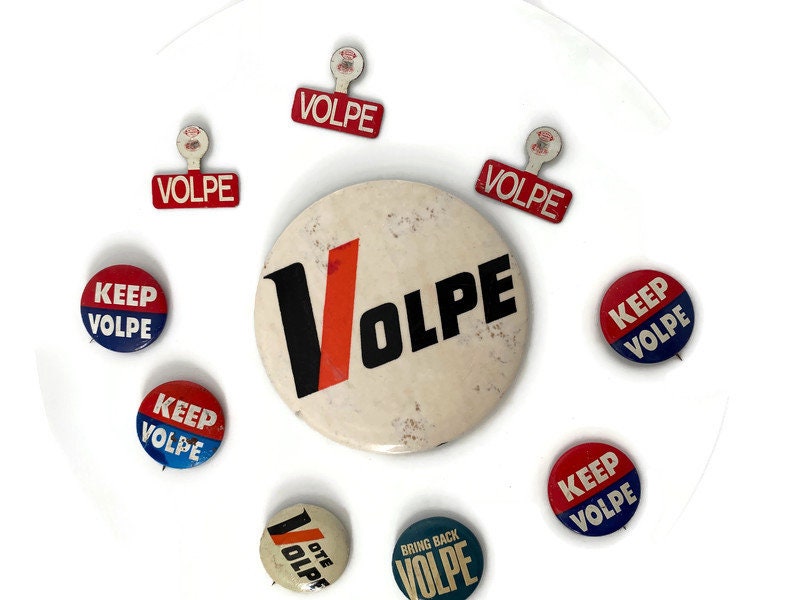 Vintage Volpe Massachusetts Governor's Campaign Buttons at Duckwells