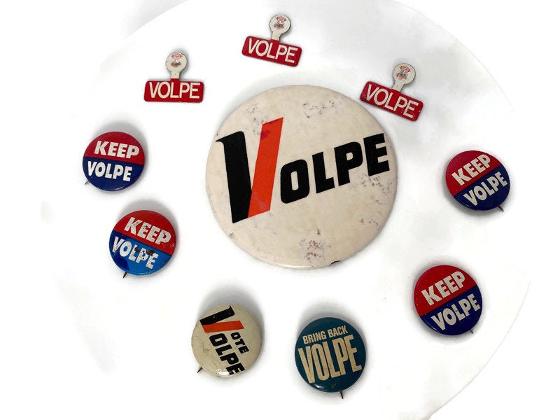 Vintage Volpe Massachusetts Governor's Campaign Buttons at Duckwells