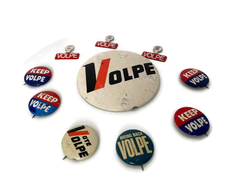 Vintage Volpe Massachusetts Governor's Campaign Buttons at Duckwells