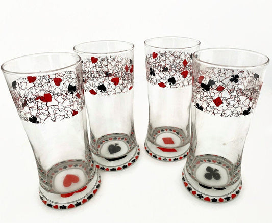Midcentury Playing Card Glasses, Vintage Barware at Duckwells