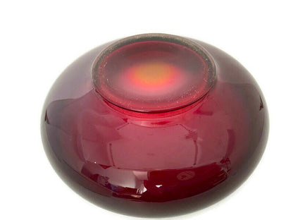 Antique Fenton Art Glass Limited Ruby Iridescent Stretch Shallow Cupped Bowl