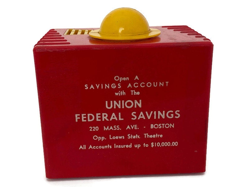 Vintage Jack in the Bank Mechanical Bank, Boston Advertising Bank