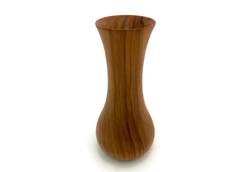 Midcentury turned Olive Wood Vase, signed Oliv Art Lucca