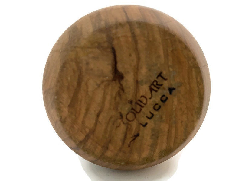 Midcentury turned Olive Wood Vase, signed Oliv Art Lucca