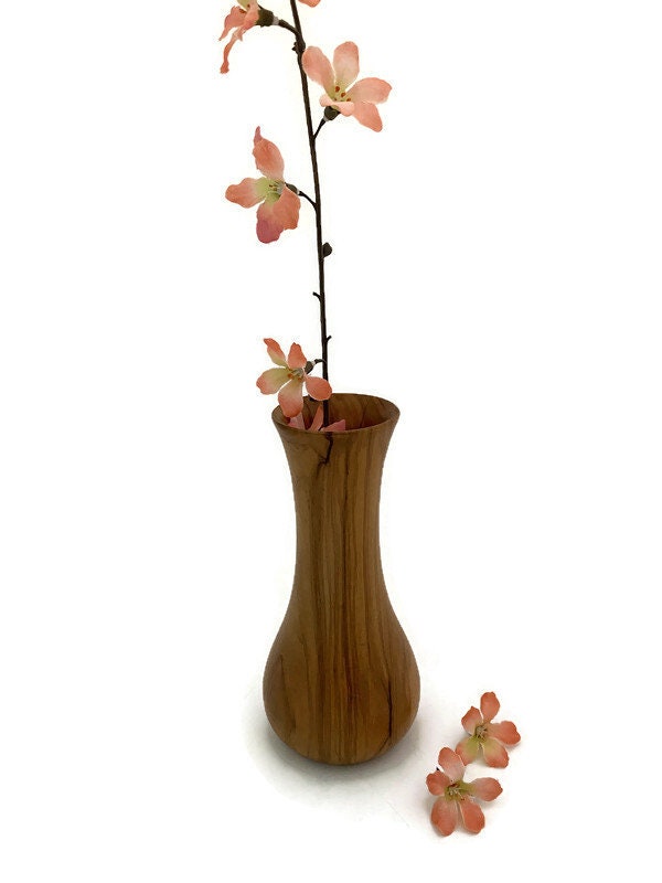 Midcentury turned Olive Wood Vase, signed Oliv Art Lucca