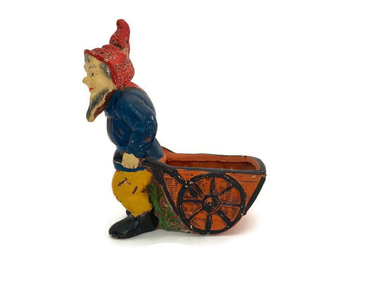 Vintage Gnome Pulling a Cart Figurine, Occupied Japan at Duckwells
