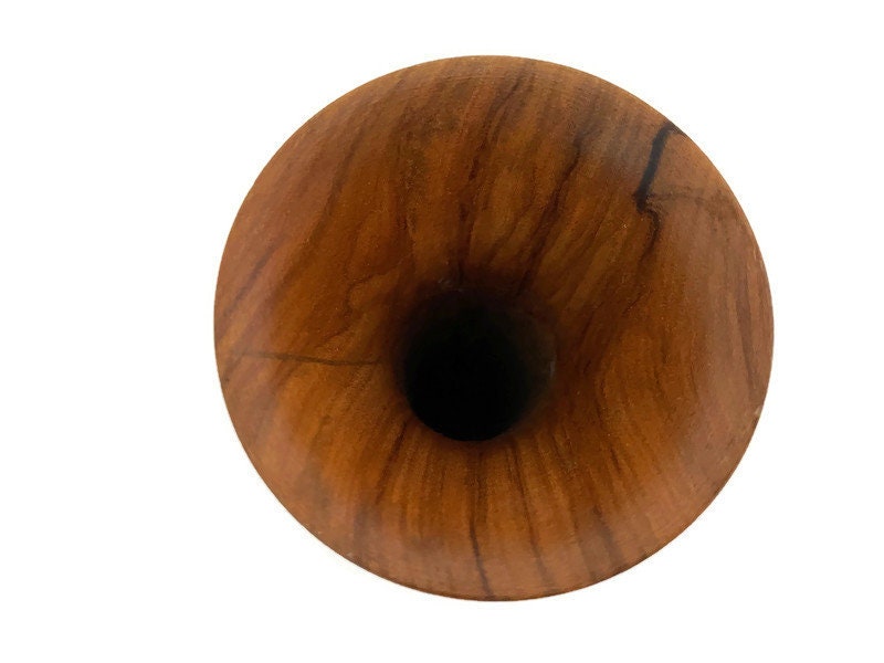 Midcentury turned Olive Wood Vase, signed Oliv Art Lucca