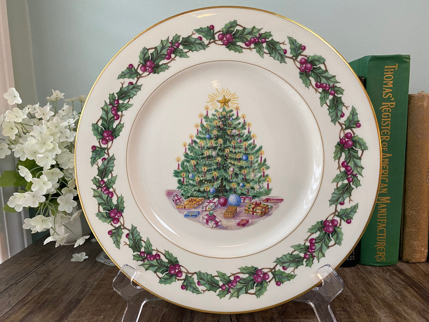 Vintage Christmas Plate, Midcentury German Porcelain at Duckwells