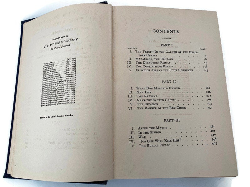 Antique Book, The Four Horsemen of the Apocalypse by Vincent Blasco Ibanez at Duckwells