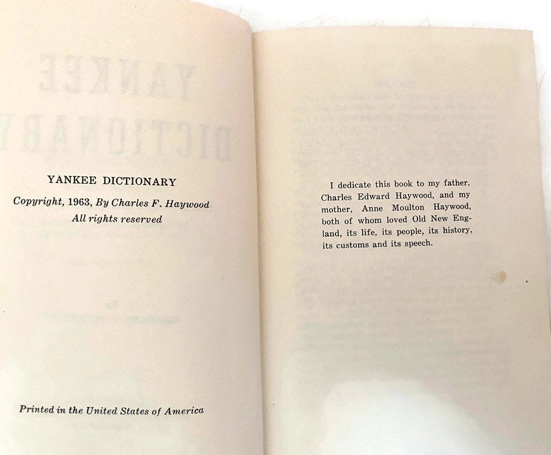 Vintage Hardcover Book, Yankee Dictionary by Charles F. Haywood